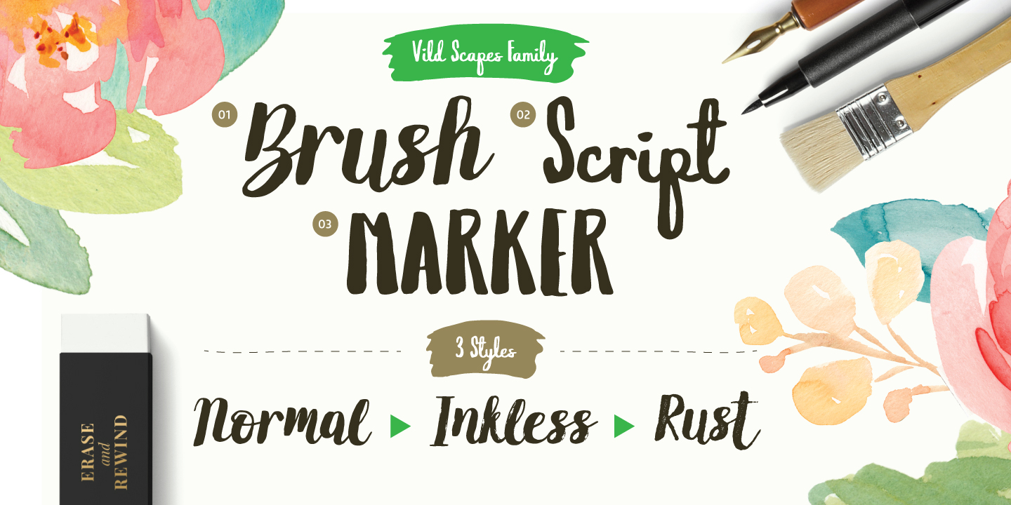 Beispiel einer Vild Scapes Brush Rush-Schriftart